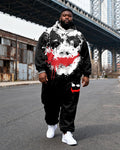 Big & Tall Black Graphic Hoodie Sweatpants Set for big men view 1