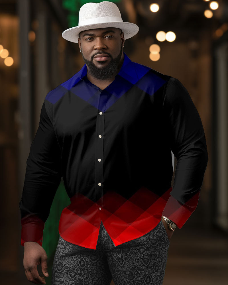 Big & Tall Gradient Geometric Shirt Pants Set for big men