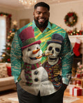 Big & Tall Graphic Skull Long Sleeve Shirt for big men view 1