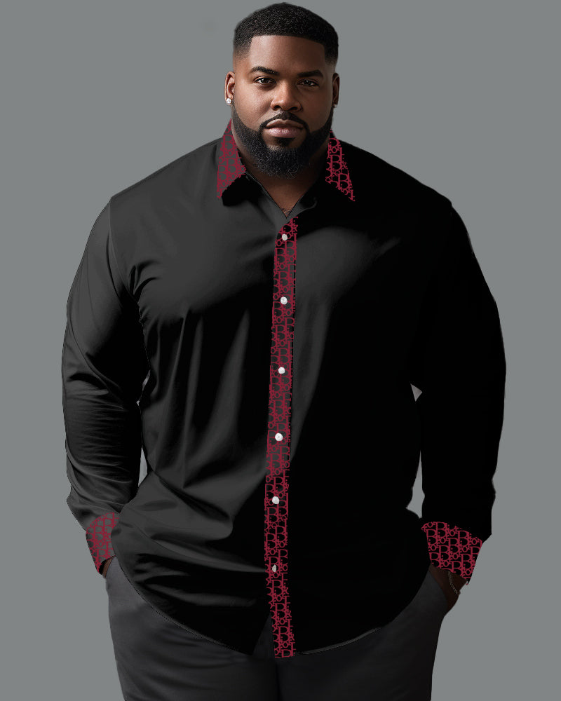 Big & Tall Patchwork Long Sleeve Shirt for big men view 3
