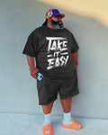 Big & Tall Geometric Graphic Two-piece Set for big men view 1