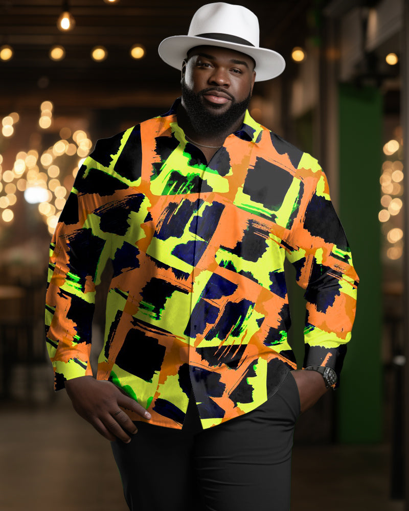 Big & Tall Patchwork Shirt Pants Set for big men
