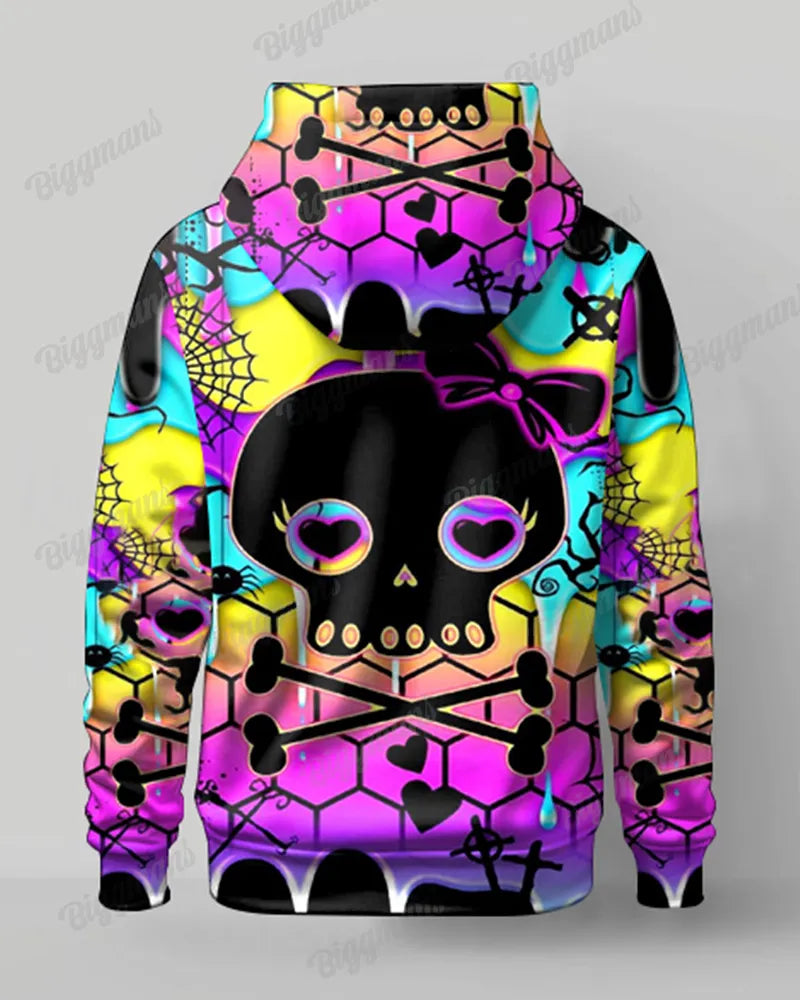 Big & Tall Skull Hoodie Sweatpants Set for big men view 3
