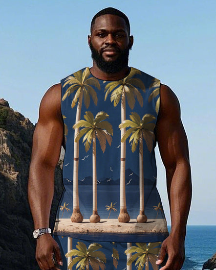 Big & Tall Hawaiian Geometric Two-piece Set for big men view 2