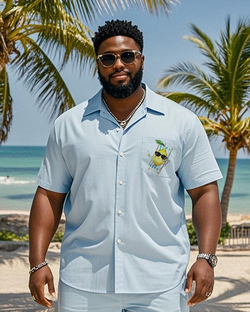 Big & Tall Hawaiian Graphic T-Shirt Shorts Set for big men view 2