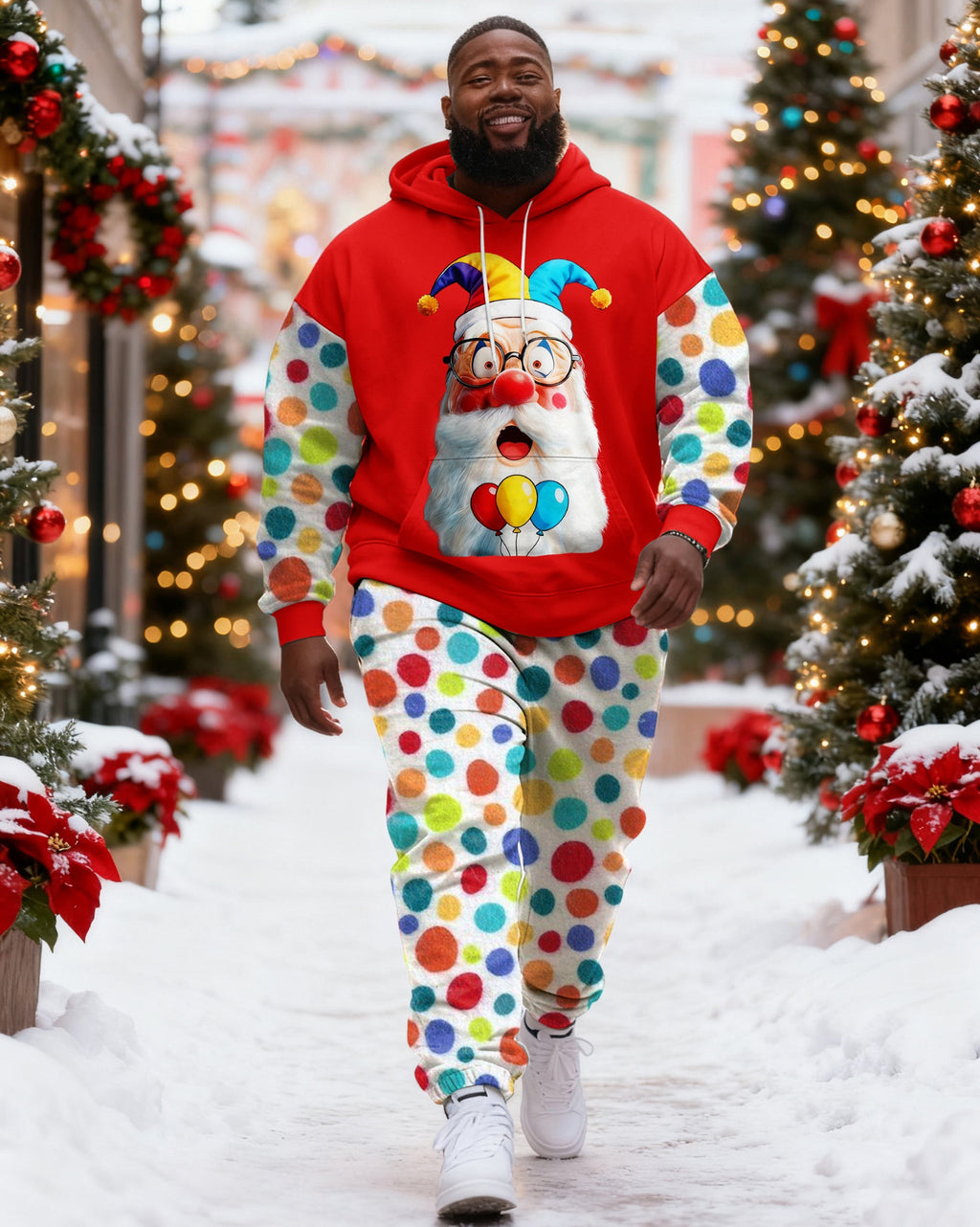 Big & Tall Graffiti Streetwear Hoodie Sweatpants Set for big men view 1