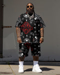 Big & Tall Graphic Streetwear T-Shirt Shorts Set for big men view 1
