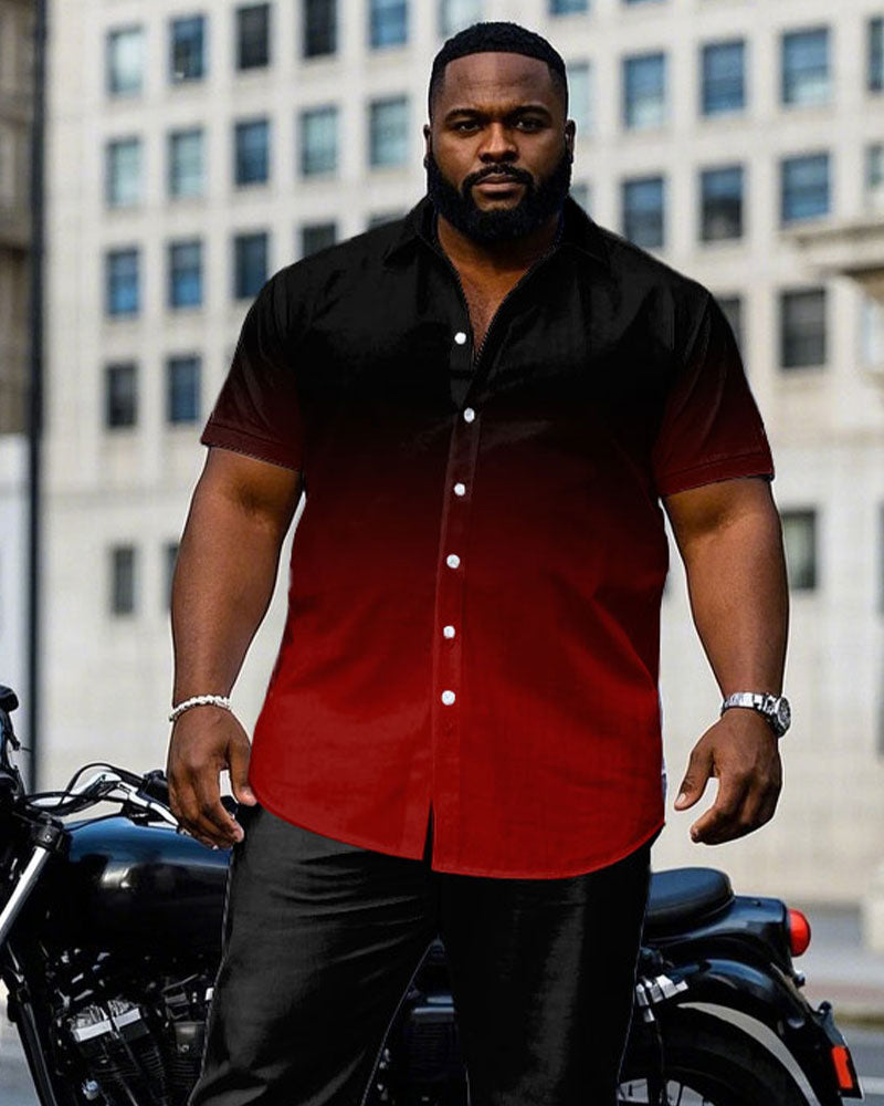 Big & Tall Black Red Gradient T-Shirt Pants Set for big men view 2