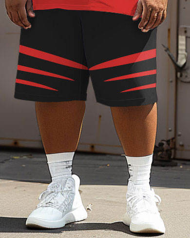Big & Tall Colorblock Graphic T-Shirt Shorts Set for big men view 4