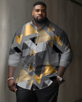 Big & Tall Geometric Long Sleeve Shirt for big men