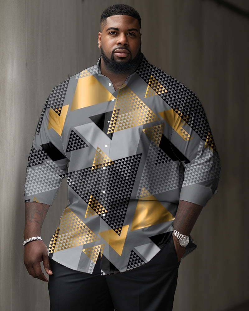 Big & Tall Geometric Long Sleeve Shirt for big men