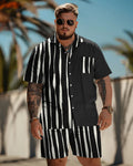 Big & Tall Geometric Striped Graphic Jeans for big men view 1
