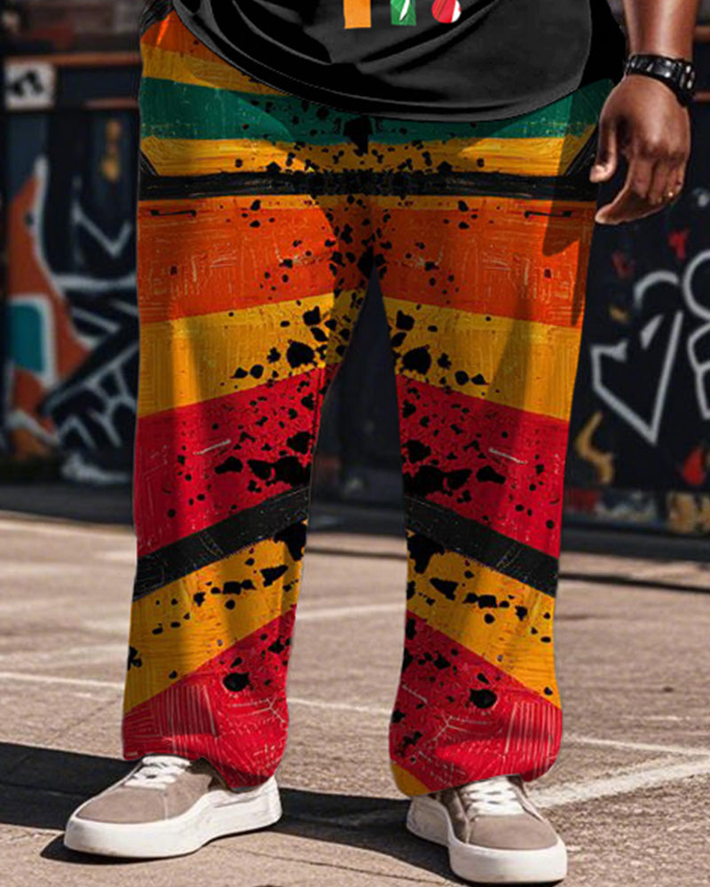 Big & Tall Graphic Graffiti Streetwear Vest Pants Set for big men view 3