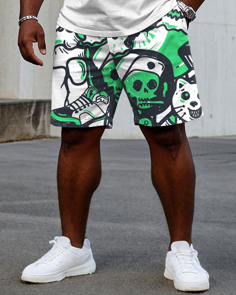 Big & Tall Streetwear T-Shirt Shorts Set for big men view 3