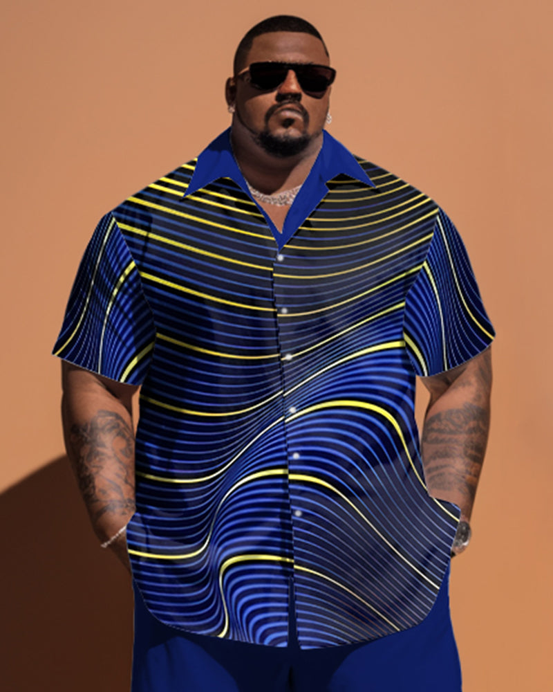 Big & Tall Geometric T-Shirt Shorts Set for big men view 2