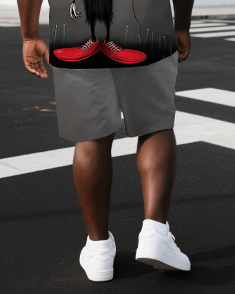 Big & Tall Graphic T-Shirt Shorts Set for big men view 3