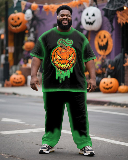 Big & Tall Green Graffiti T-Shirt Pants Set for big men view 1