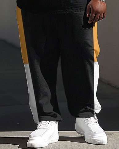 Big & Tall Colorblock Graphic T-Shirt Pants Set for big men view 3