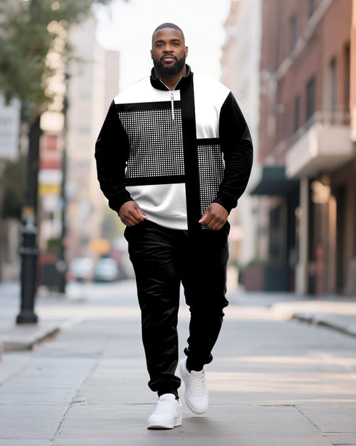Big & Tall Colorblock Geometric Two-piece Set for big men view 1