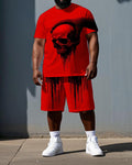 Big & Tall Graphic Skull T-Shirt Shorts Set for big men view 1