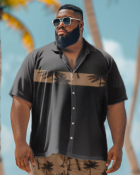 Big & Tall Hawaiian Graphic T-Shirt Shorts Set for big men view 2