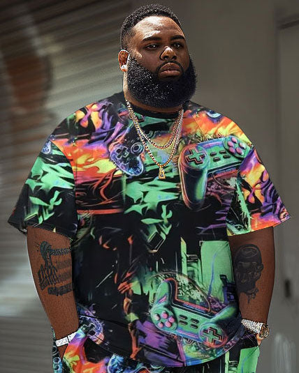 Big & Tall Streetwear T-Shirt Shorts Set for big men view 3