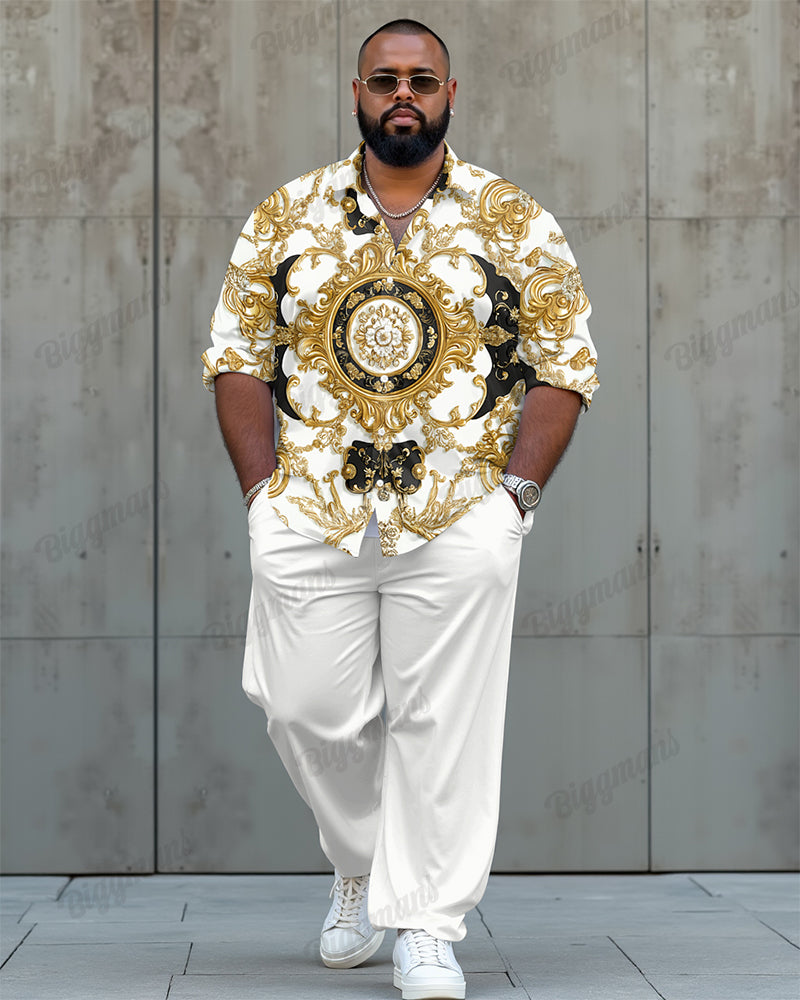 Big & Tall Business Casual Streetwear Two-piece Set for big men view 1