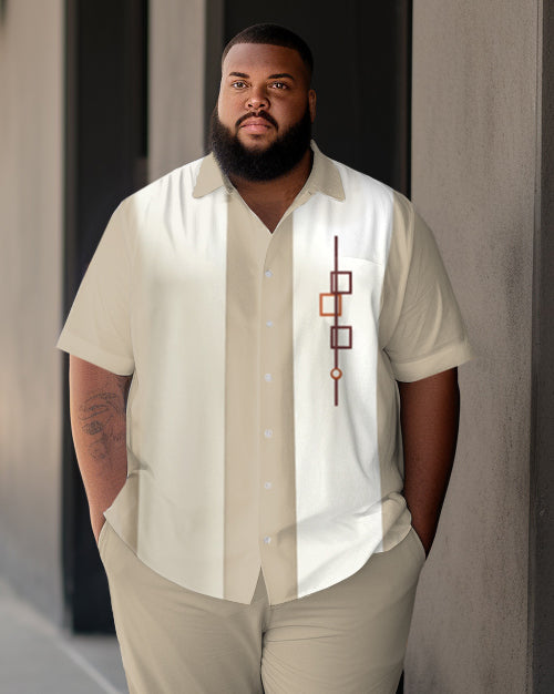 Big & Tall Geometric T-Shirt Pants Set for big men view 2