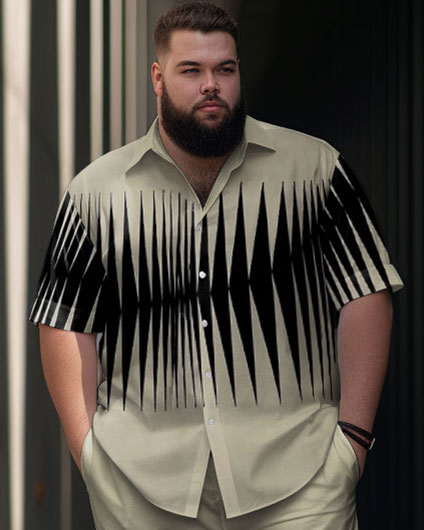 Big & Tall Colorblock Geometric T-Shirt Shorts Set for big men view 2