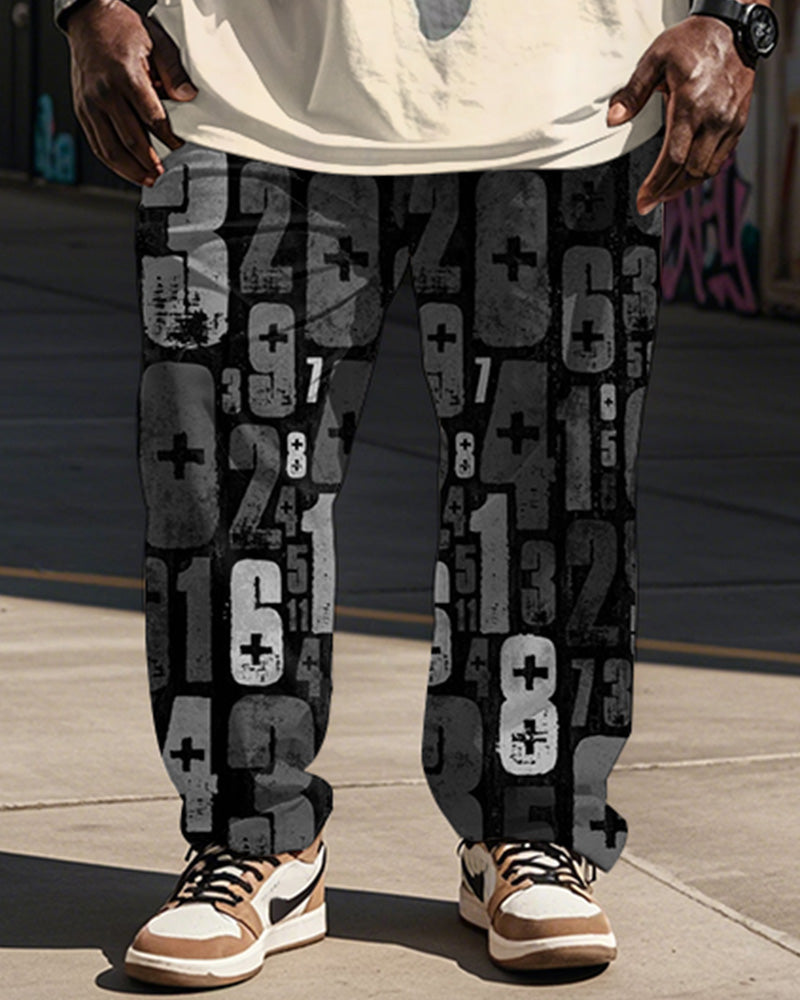 Big & Tall Graphic Graffiti Streetwear Vest Pants Set for big men view 3