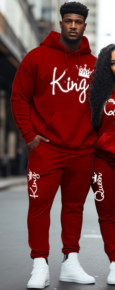 Big & Tall Red Graphic Hoodie Sweatpants Set for big men view 2