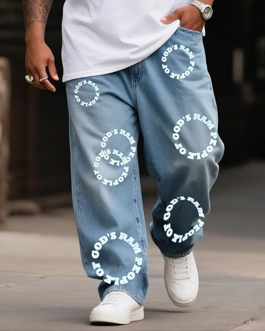 Big & Tall Denim Graphic Streetwear Jeans for big men view 2