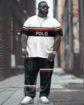 Big & Tall Colorblock Graphic T-Shirt Pants Set for big men view 1