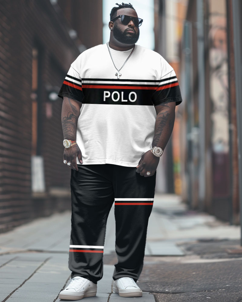 Big & Tall Colorblock Graphic T-Shirt Pants Set for big men view 1