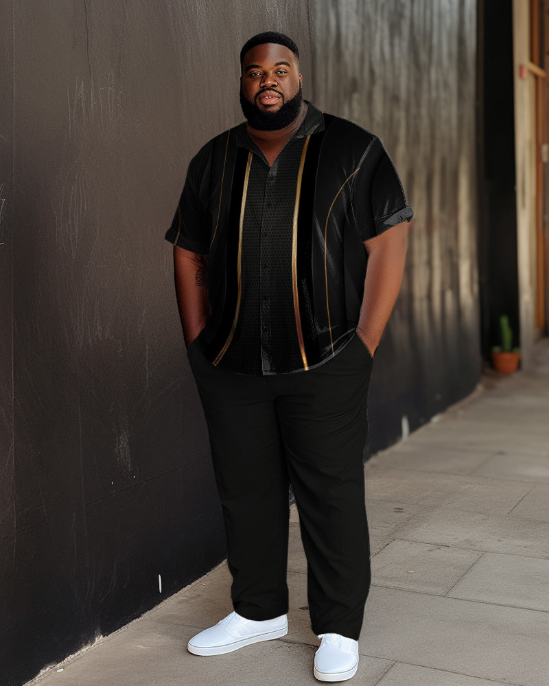 Big & Tall Gradient Geometric Graphic Shirt Pants Set for big men view 1