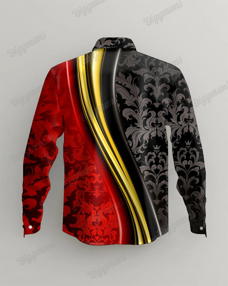 Big & Tall Geometric Patchwork Long Sleeve Shirt for big men view 3