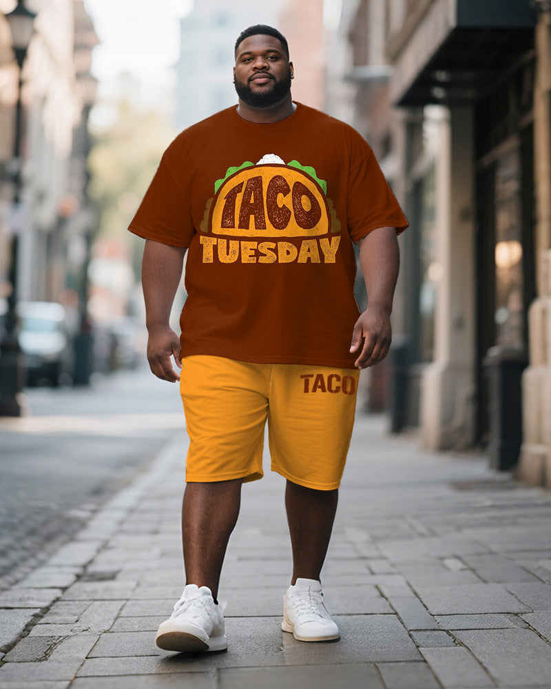 Big & Tall Graphic Graffiti T-Shirt Shorts Set for big men view 1