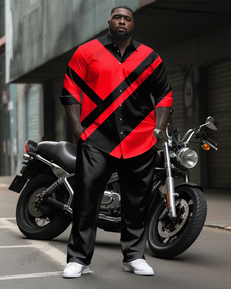 Big & Tall Patchwork Two-piece Set for big men view 1