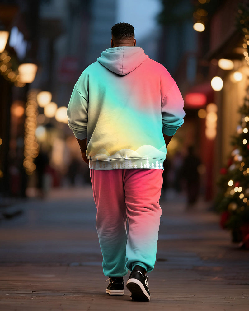 Big & Tall Gradient Graphic Hoodie Sweatpants Set for big men view 4