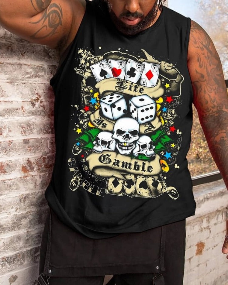 Big & Tall Graphic Skull Tank Top for big men view 1
