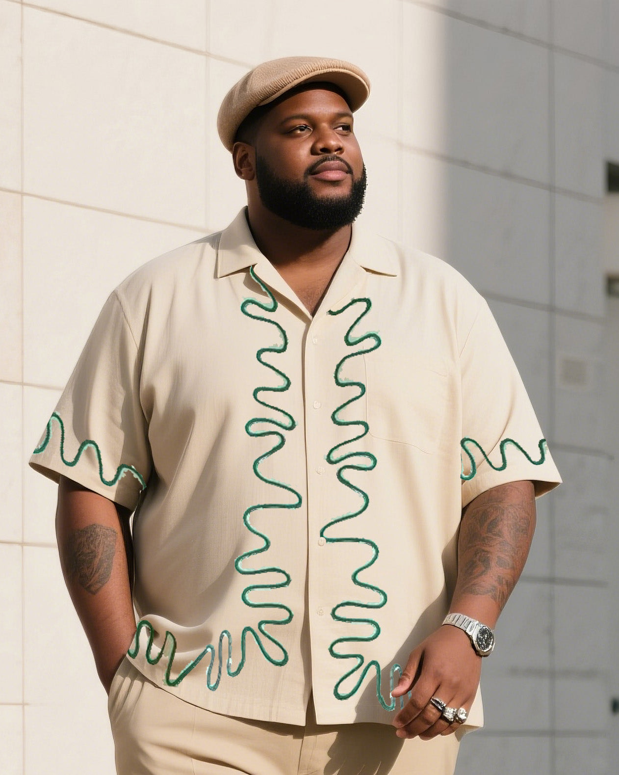 Big & Tall Vintage T-Shirt Pants Set for big men