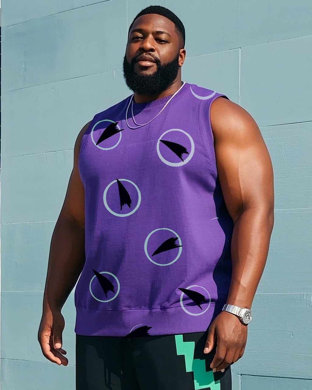 Big & Tall Colorblock Vest Pants Set for big men view 2