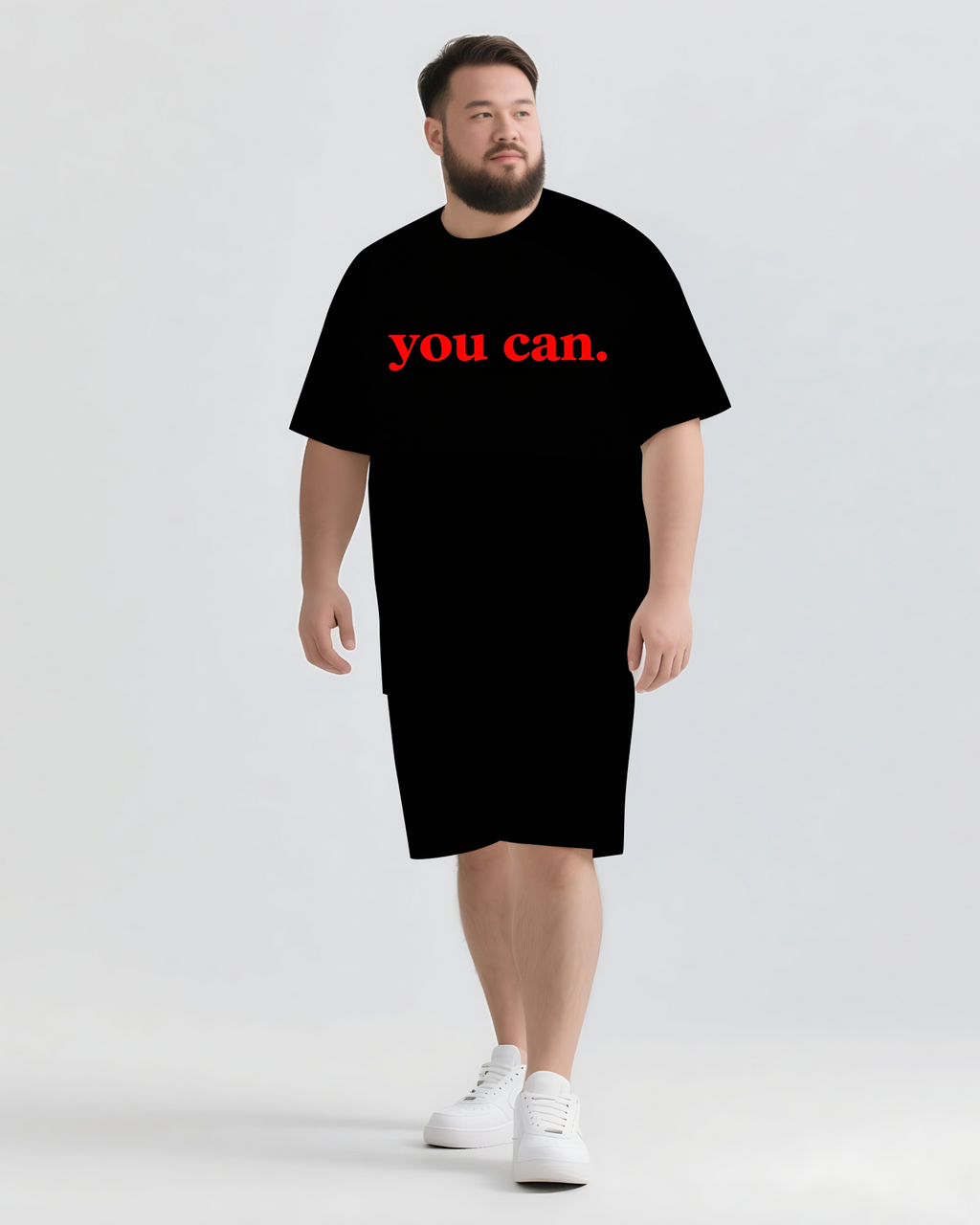 Big & Tall Graphic Streetwear Two-piece Set for big men view 2