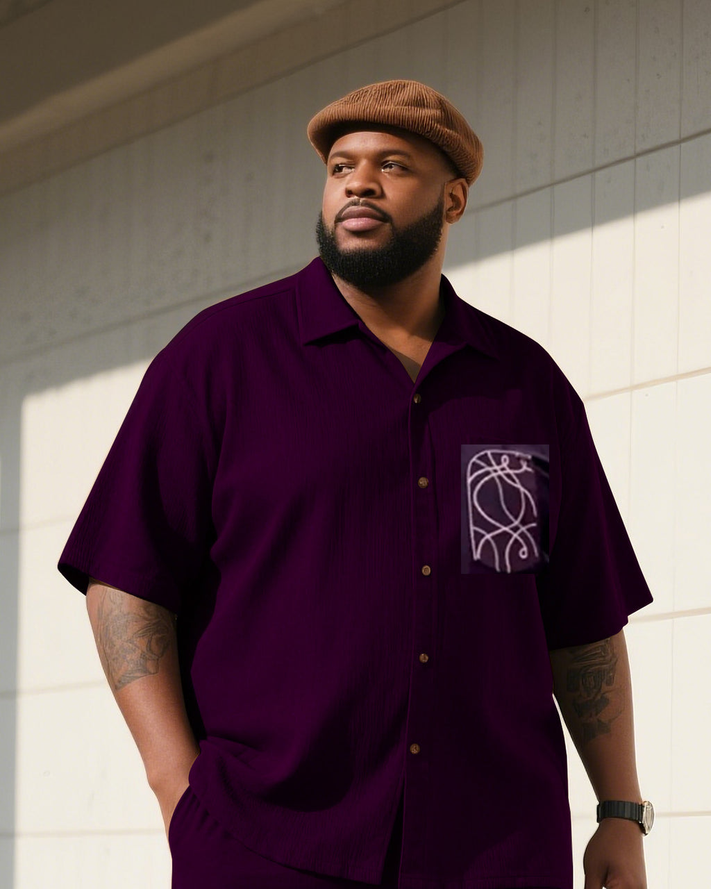 Big & Tall Red Vintage T-Shirt Pants Set for big men view 2