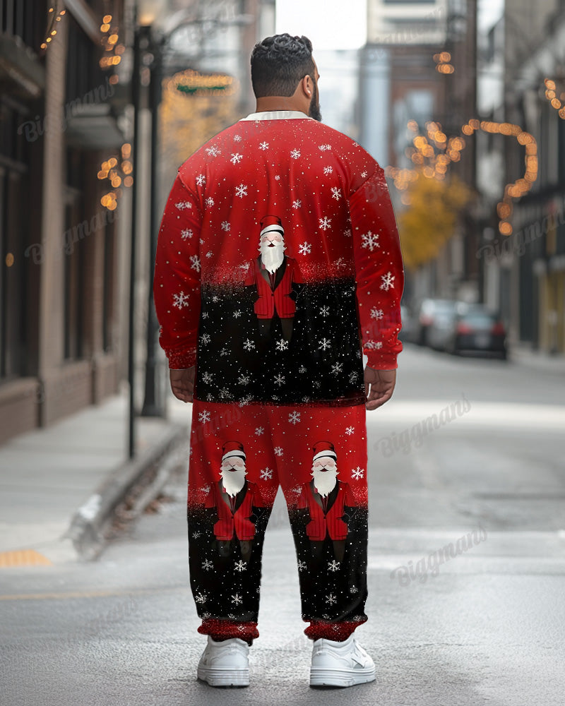 Big & Tall Red Streetwear T-Shirt Pants Set for big men view 2