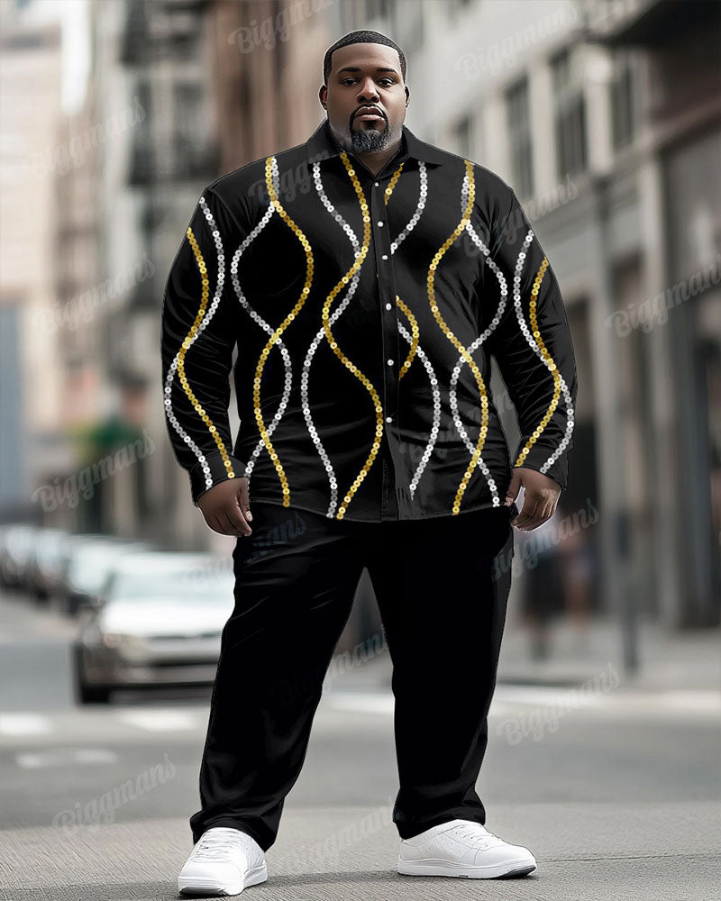 Big & Tall Colorblock Graphic T-Shirt Pants Set for big men view 1