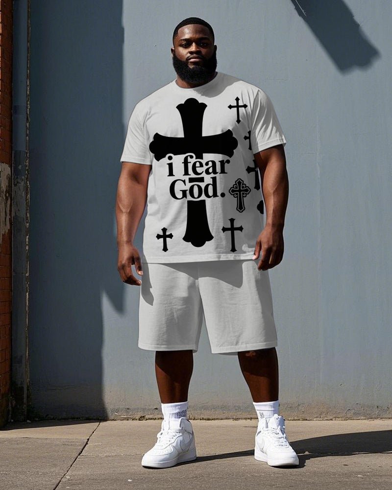 Big & Tall Streetwear T-Shirt Shorts Set for big men view 1