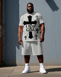 Big & Tall Streetwear T-Shirt Shorts Set for big men view 1