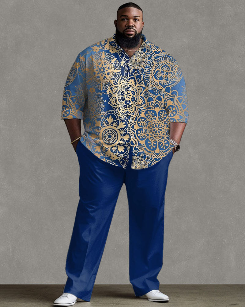 Big & Tall Gradient Graphic T-Shirt Pants Set for big men view 1
