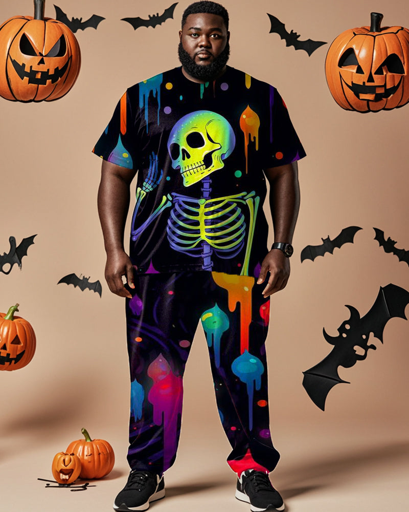 Big & Tall Skull T-Shirt Pants Set for big men view 1